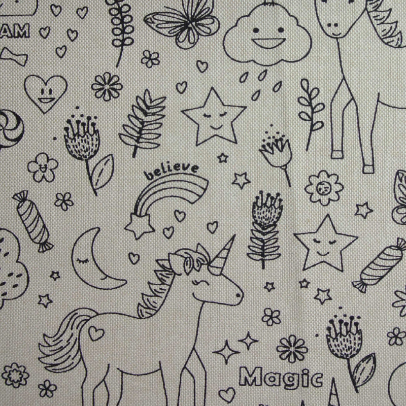 Printed Cotton BELIEVE Linen / Black